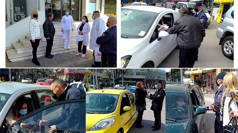 Полицијата и ОСБСП со подароци за припадничките на понежниот пол