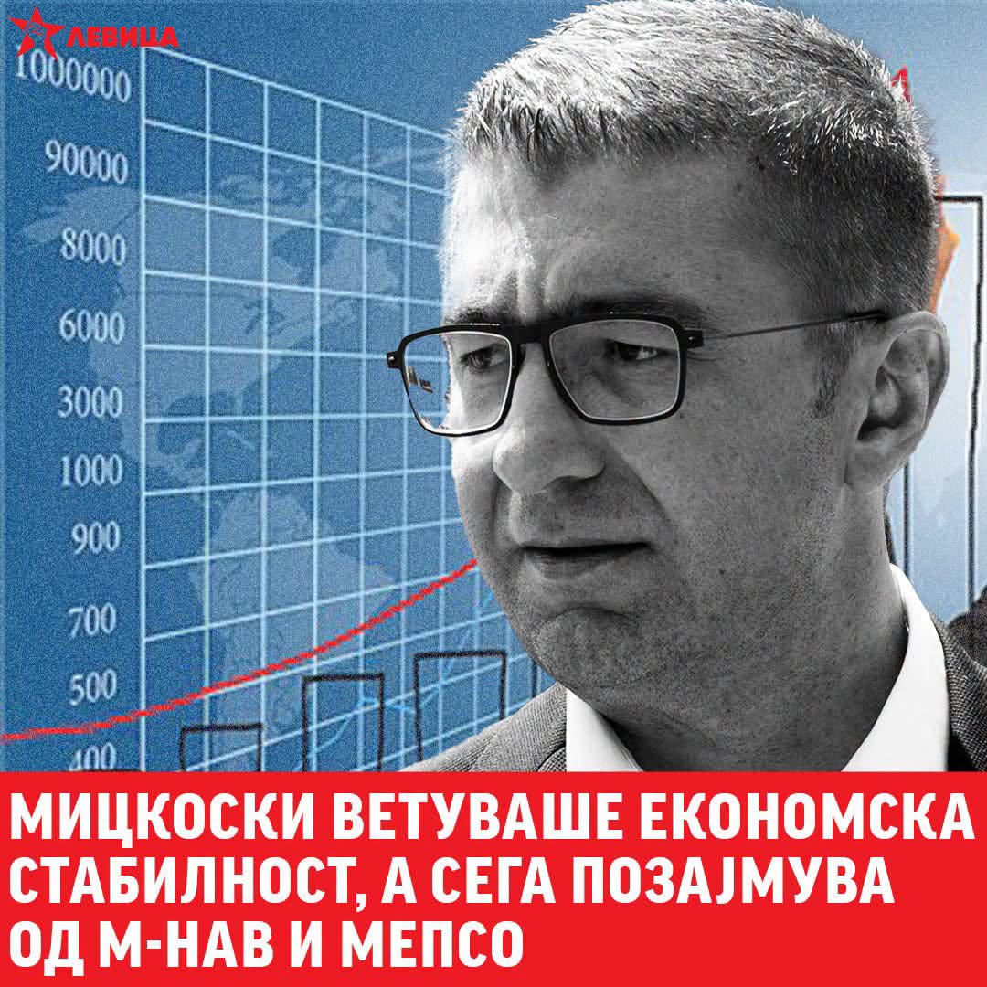 Левица: Мицкоски ветуваше економска стабилност, а сега позајмува од М-НАВ и МЕПСО